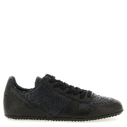 Black Lamb Leather Low Top Sneakers