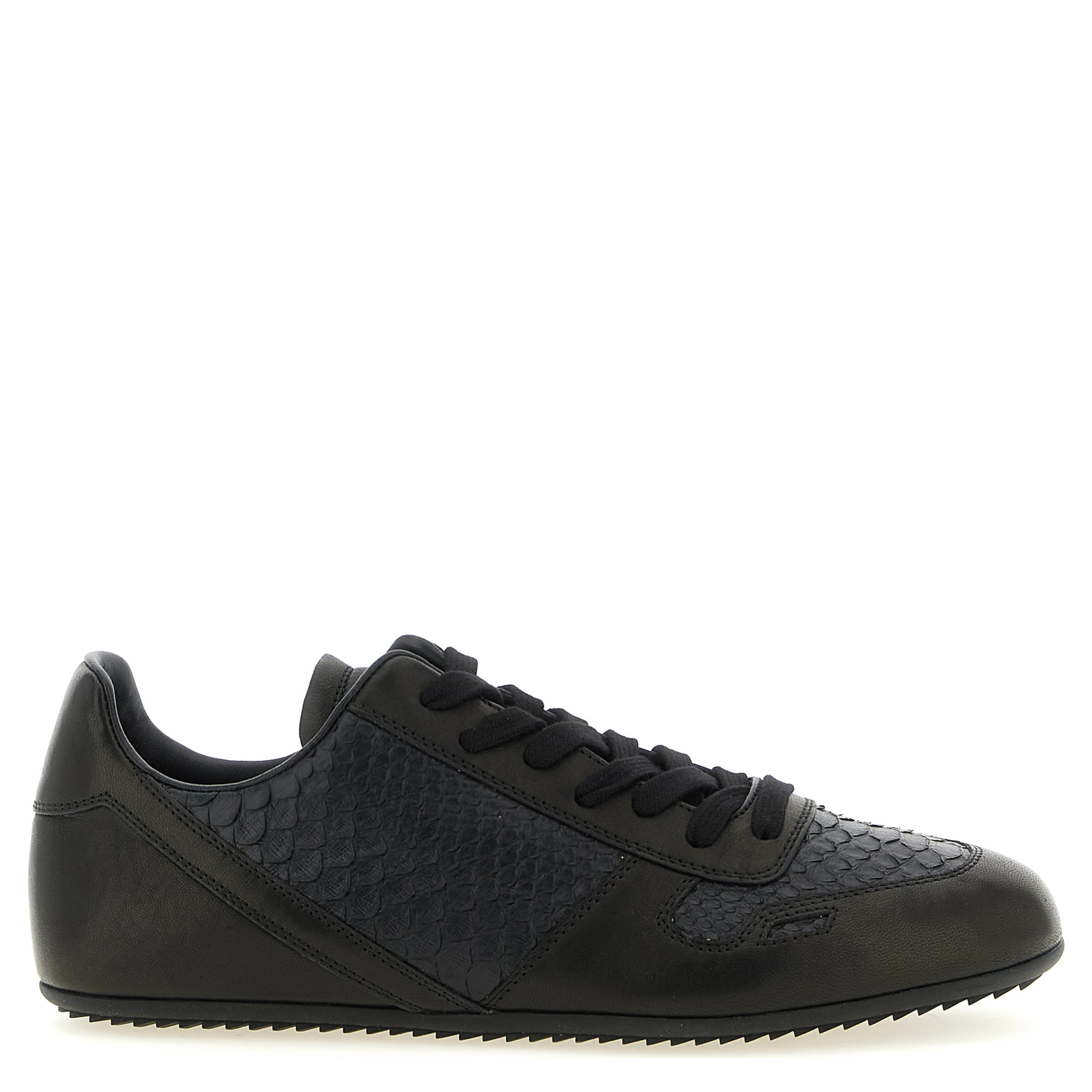 Black Lamb Leather Low Top Sneakers