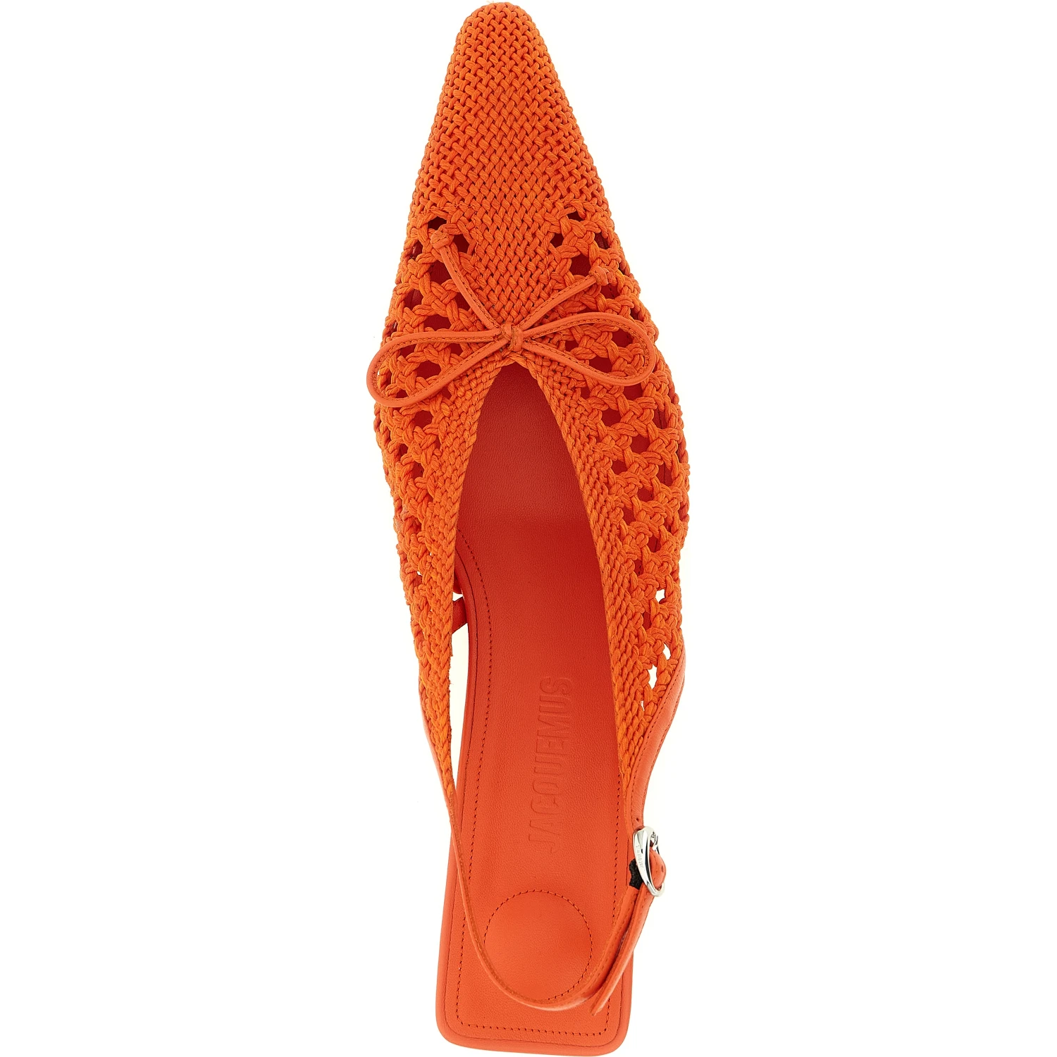 Orange Polyester Mid Heel Pumps