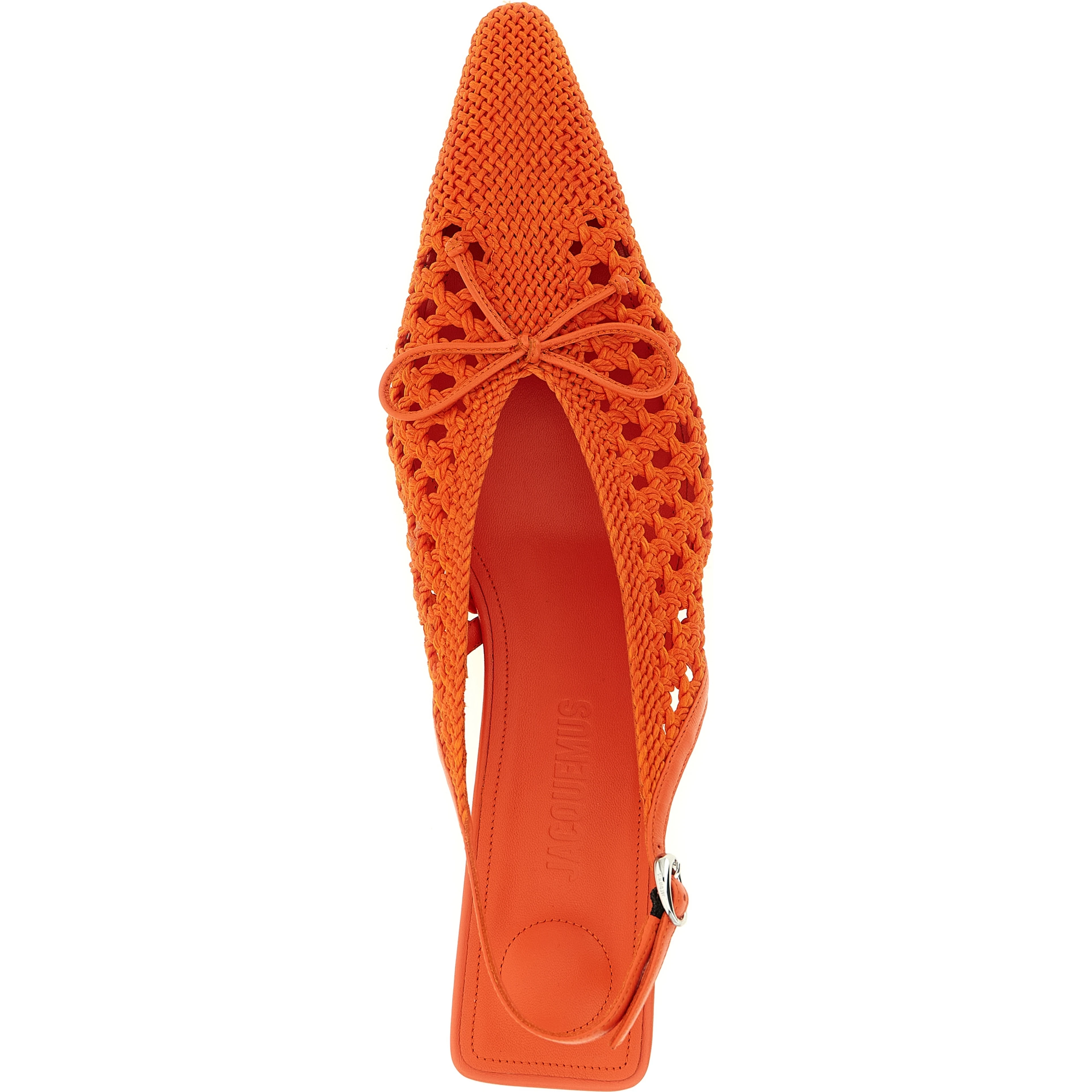 Orange Polyester Mid Heel Pumps