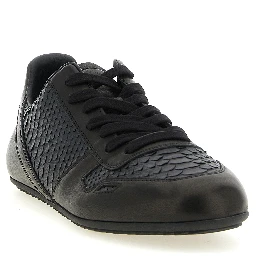 Black Lamb Leather Low Top Sneakers