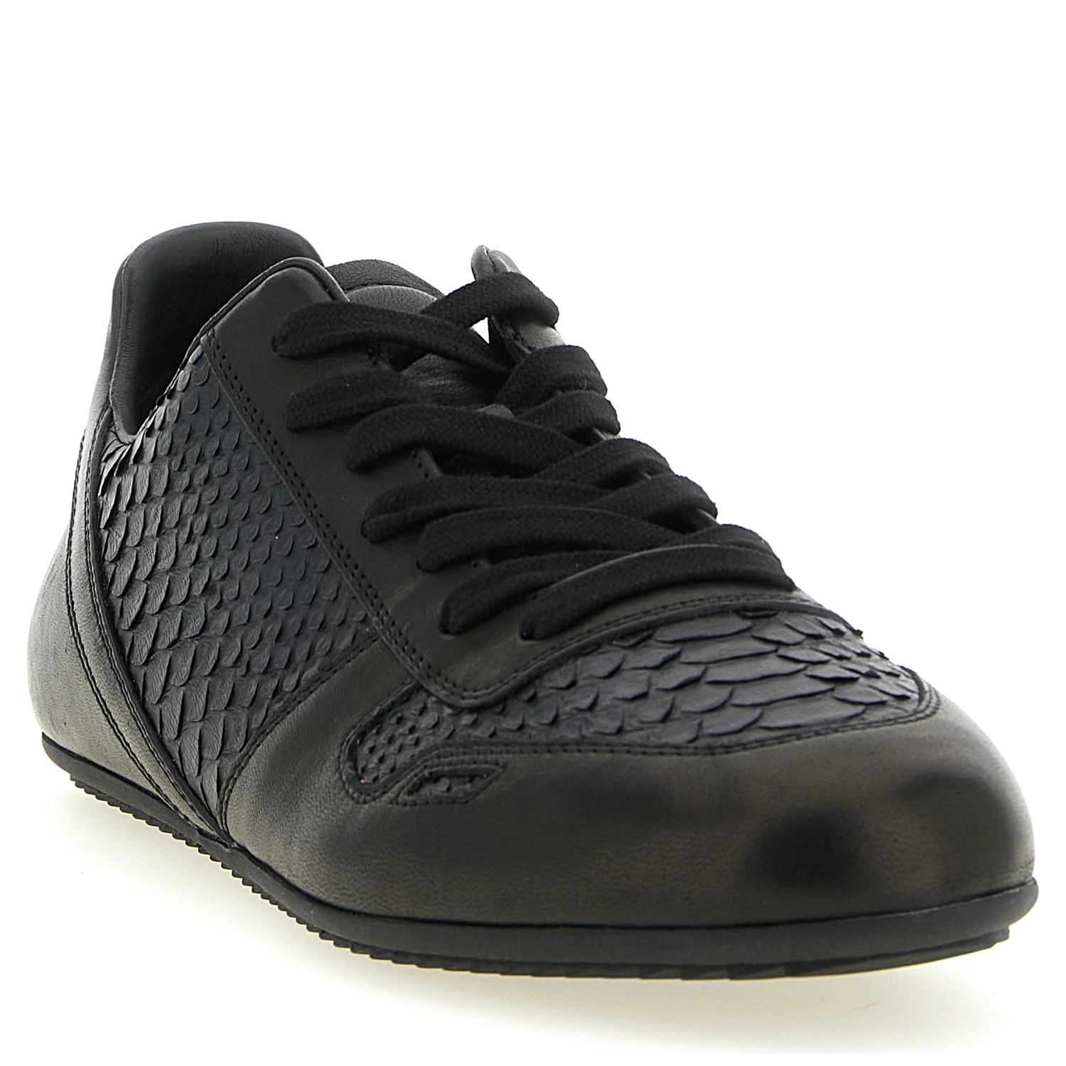 Black Lamb Leather Low Top Sneakers