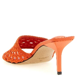 Orange Polyester Platform Sandals