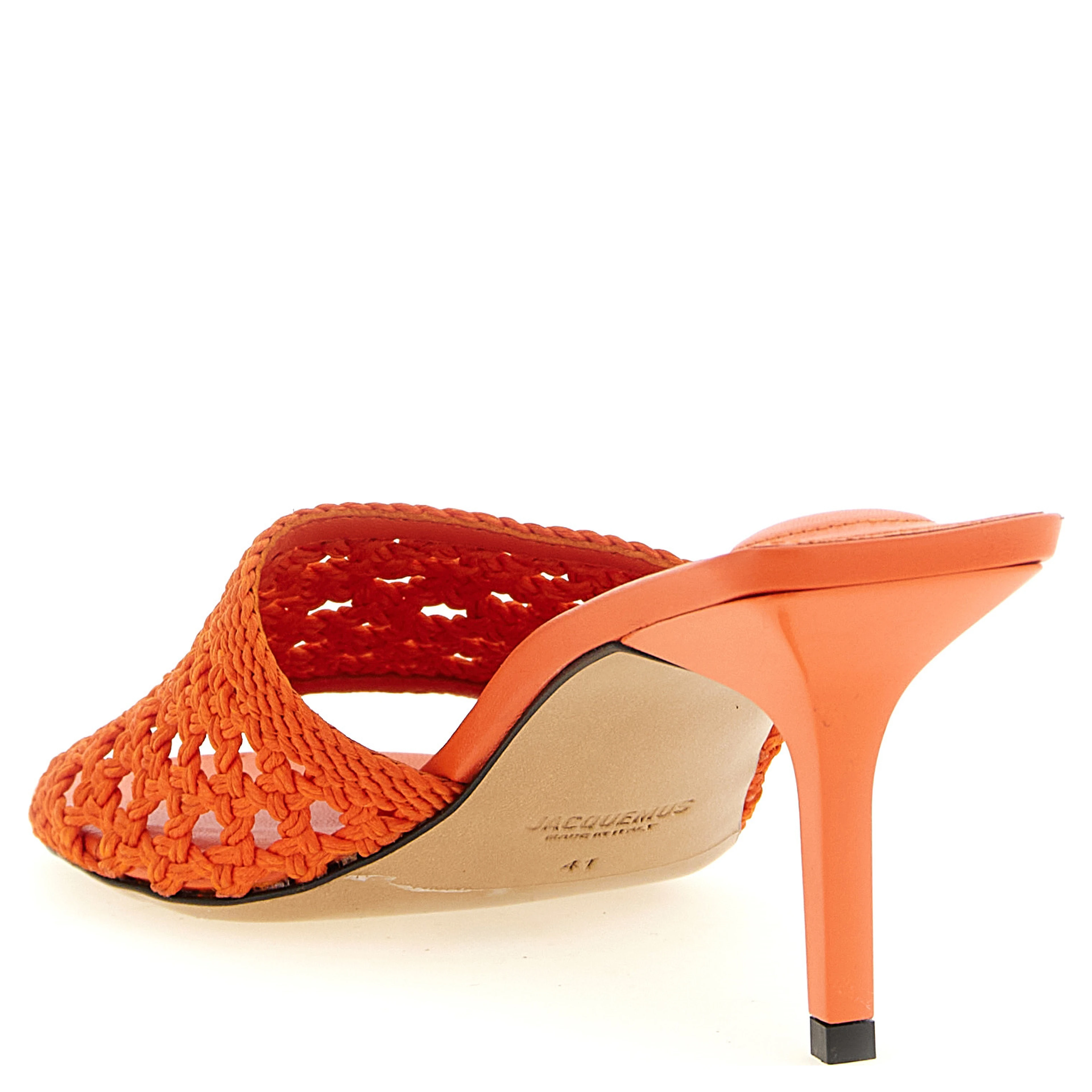 Orange Polyester Platform Sandals