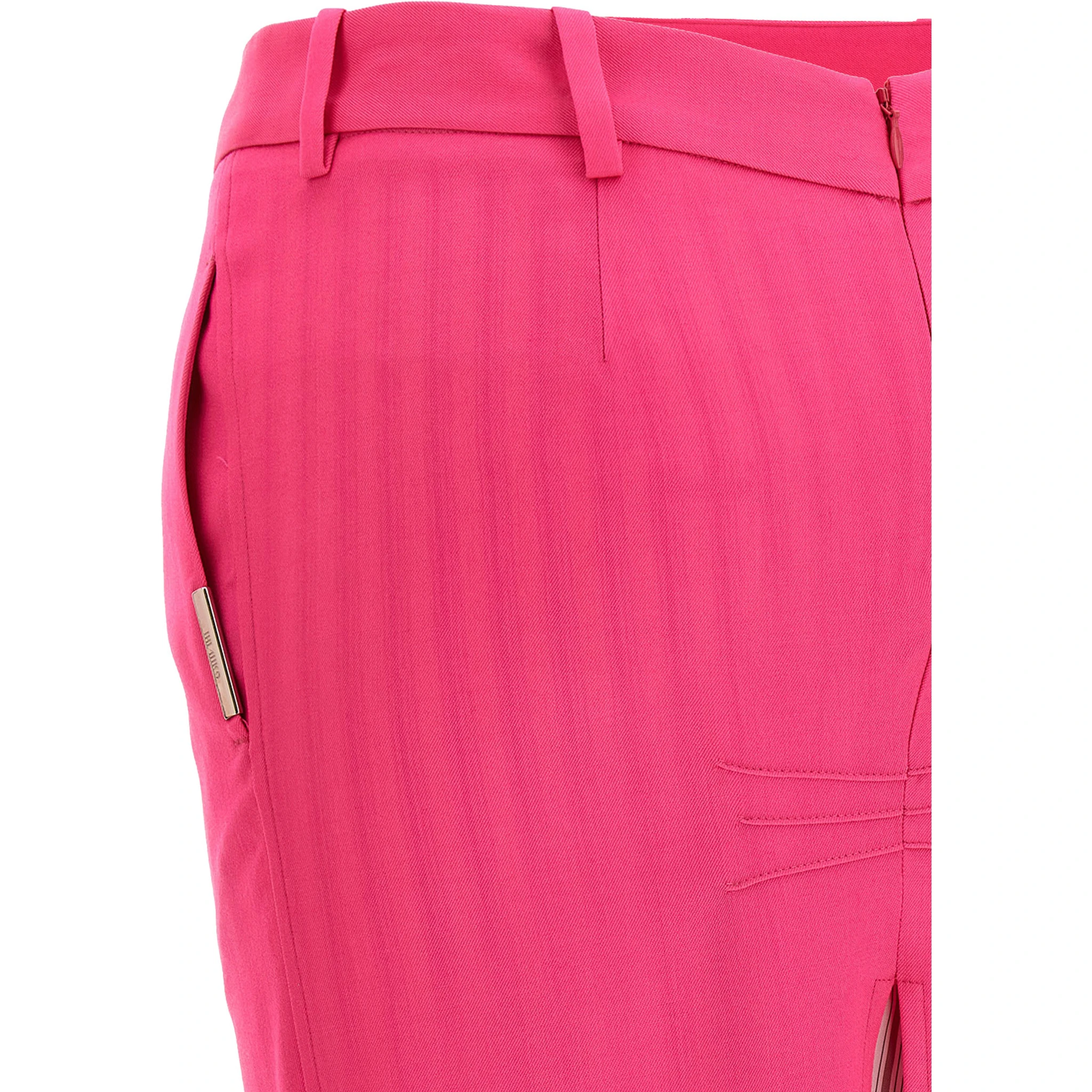 Fuchsia Virgin Wool Midi Skirt