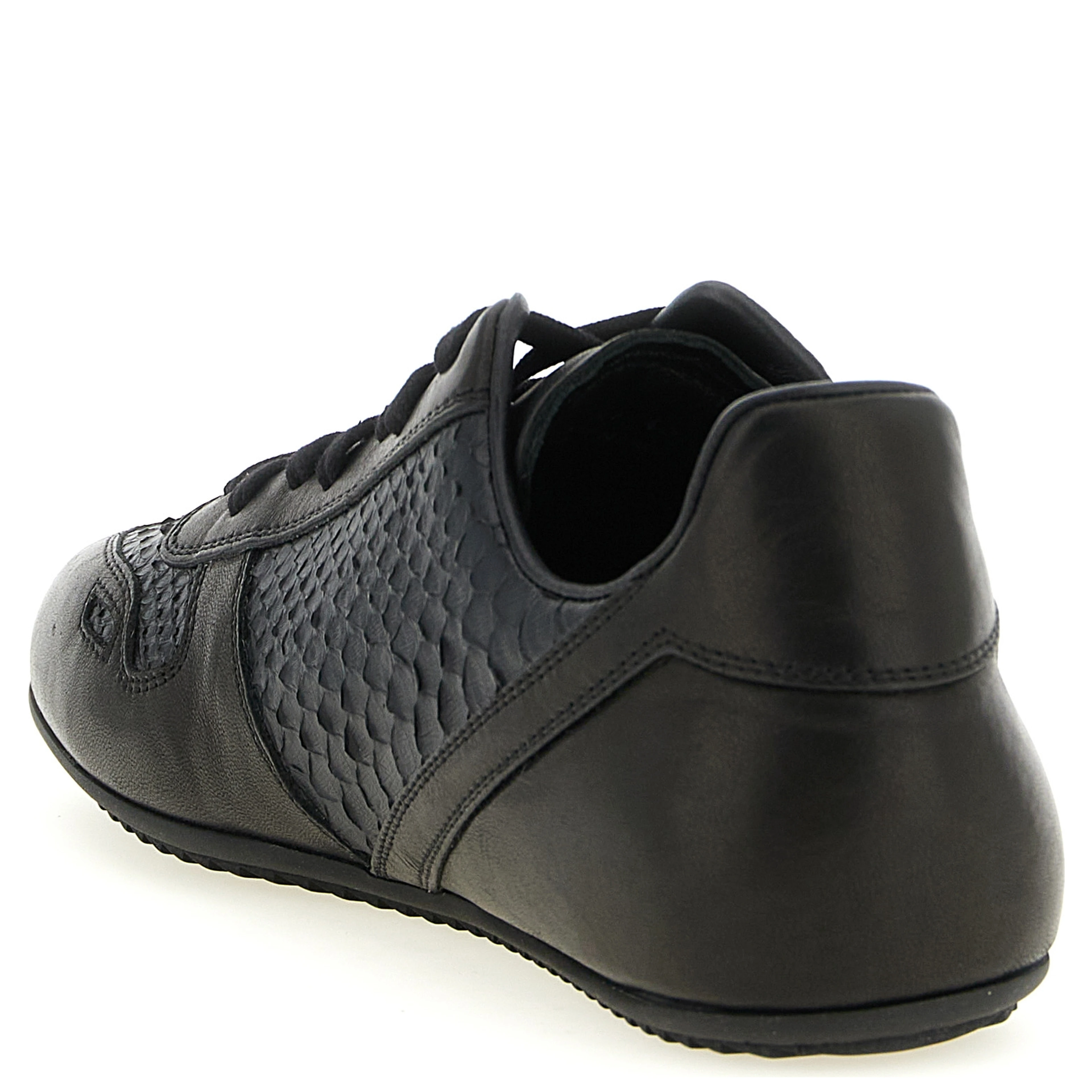 Black Lamb Leather Low Top Sneakers