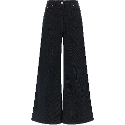 Blue Cotton Flared Pants