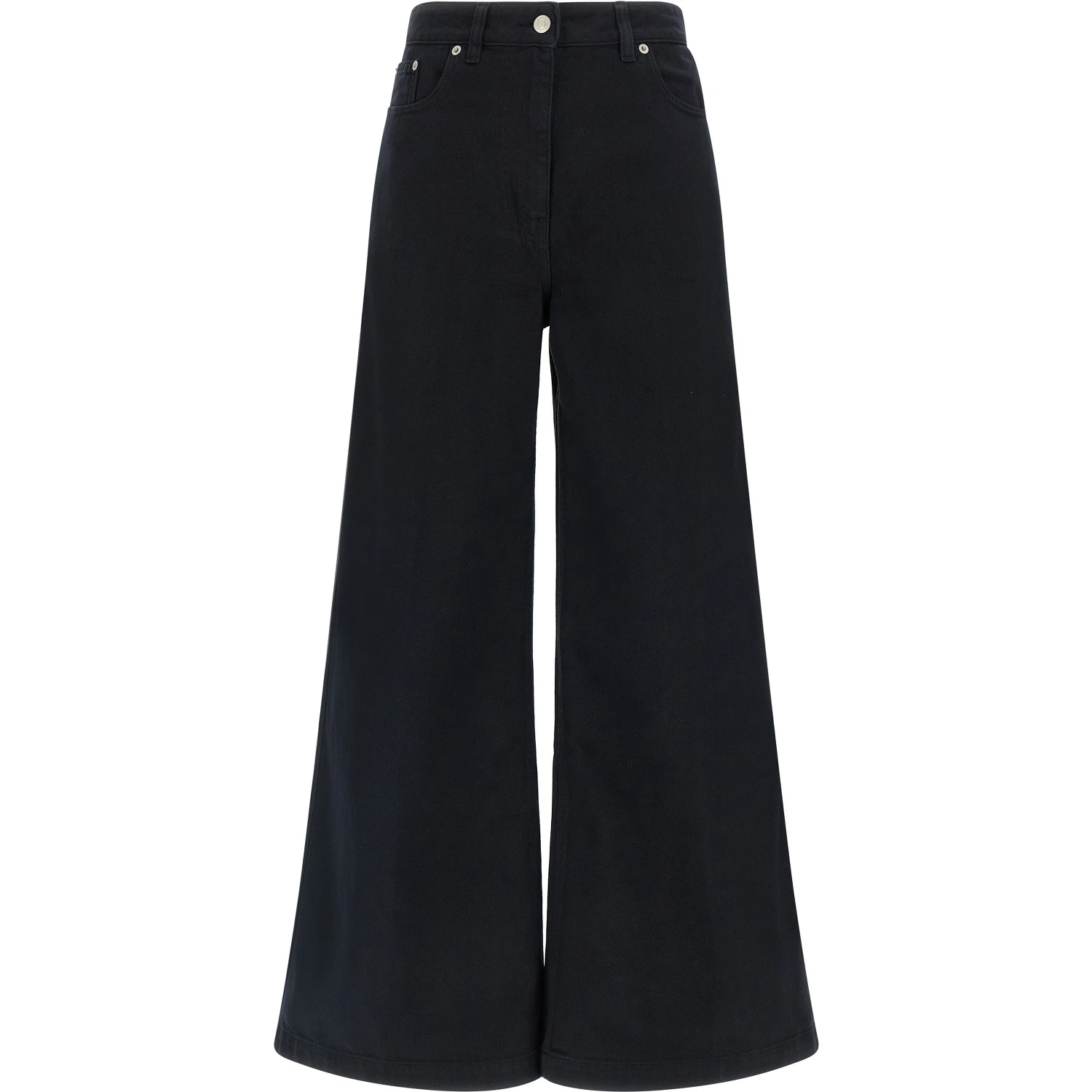 Blue Cotton Flared Pants