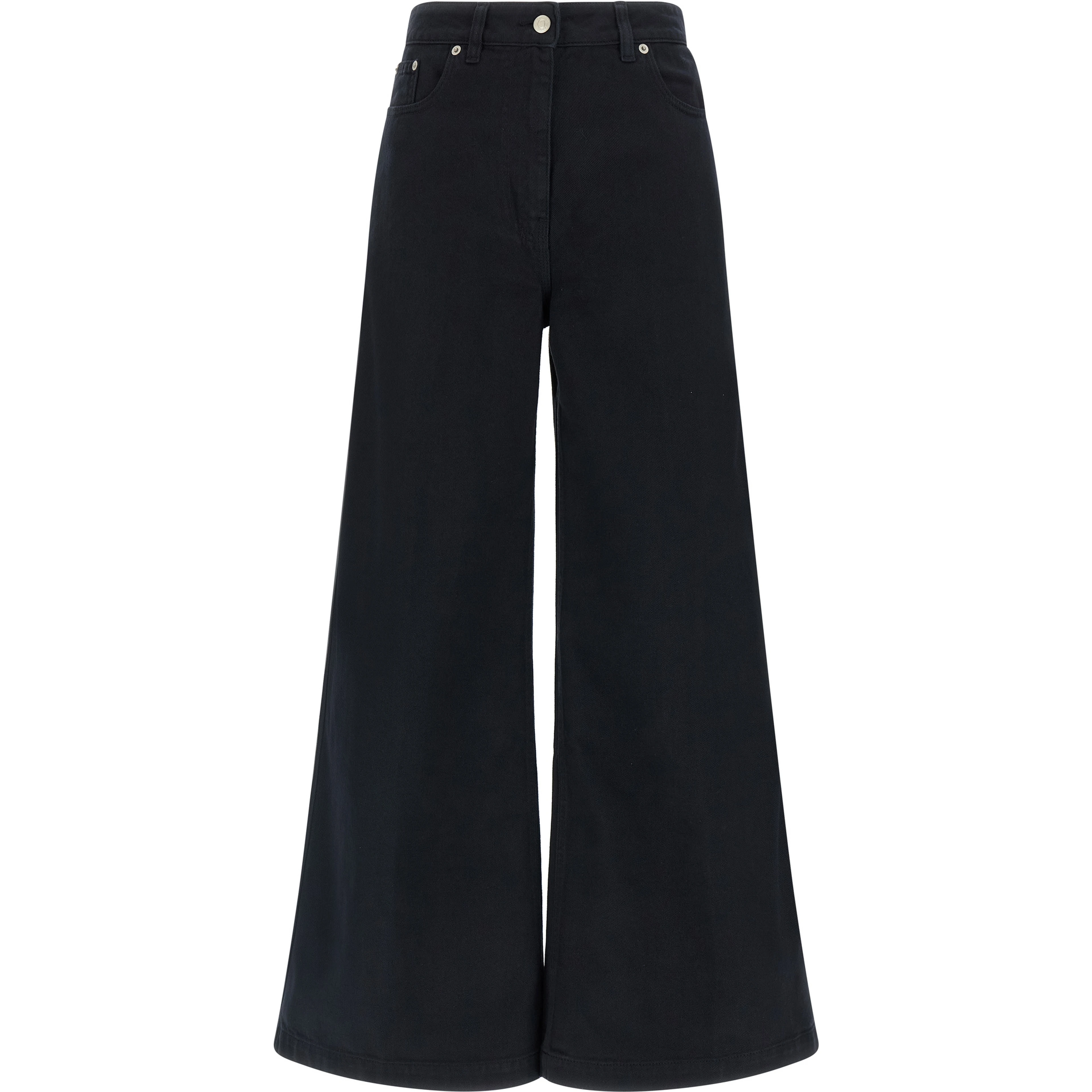 Blue Cotton Flared Pants