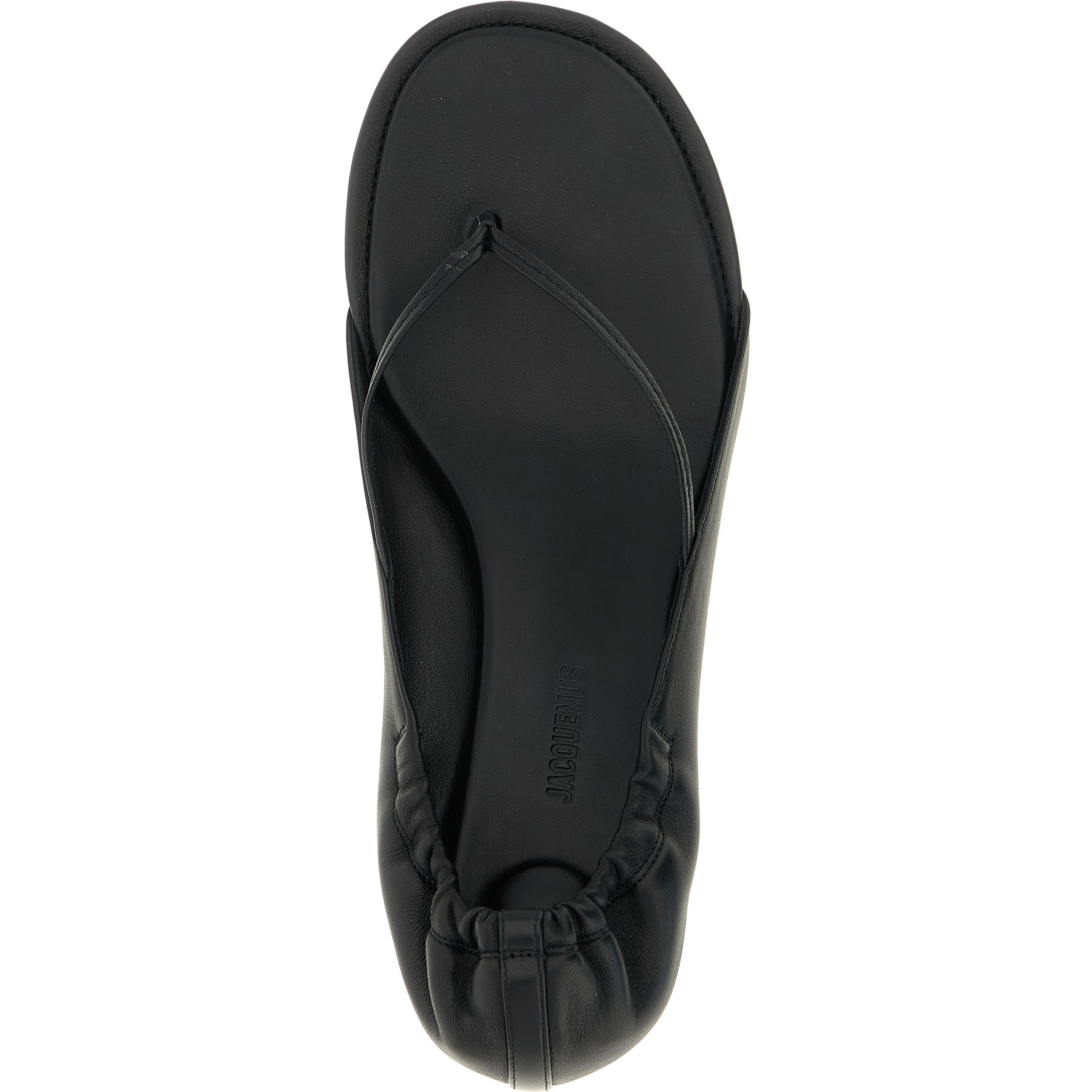 Black Lamb Leather Flat Sandals
