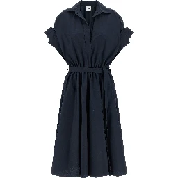 Blue Cotton Midi Dress