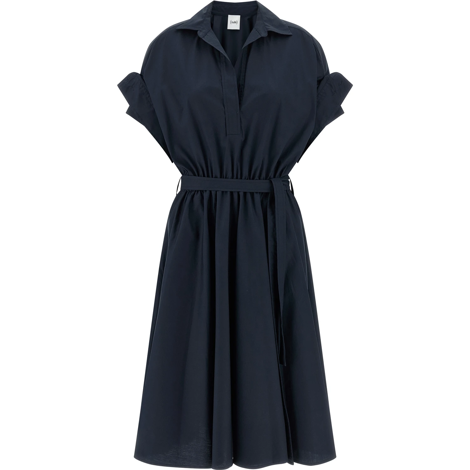 Blue Cotton Midi Dress
