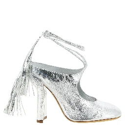 Silver Lamb Leather High Heel Pumps