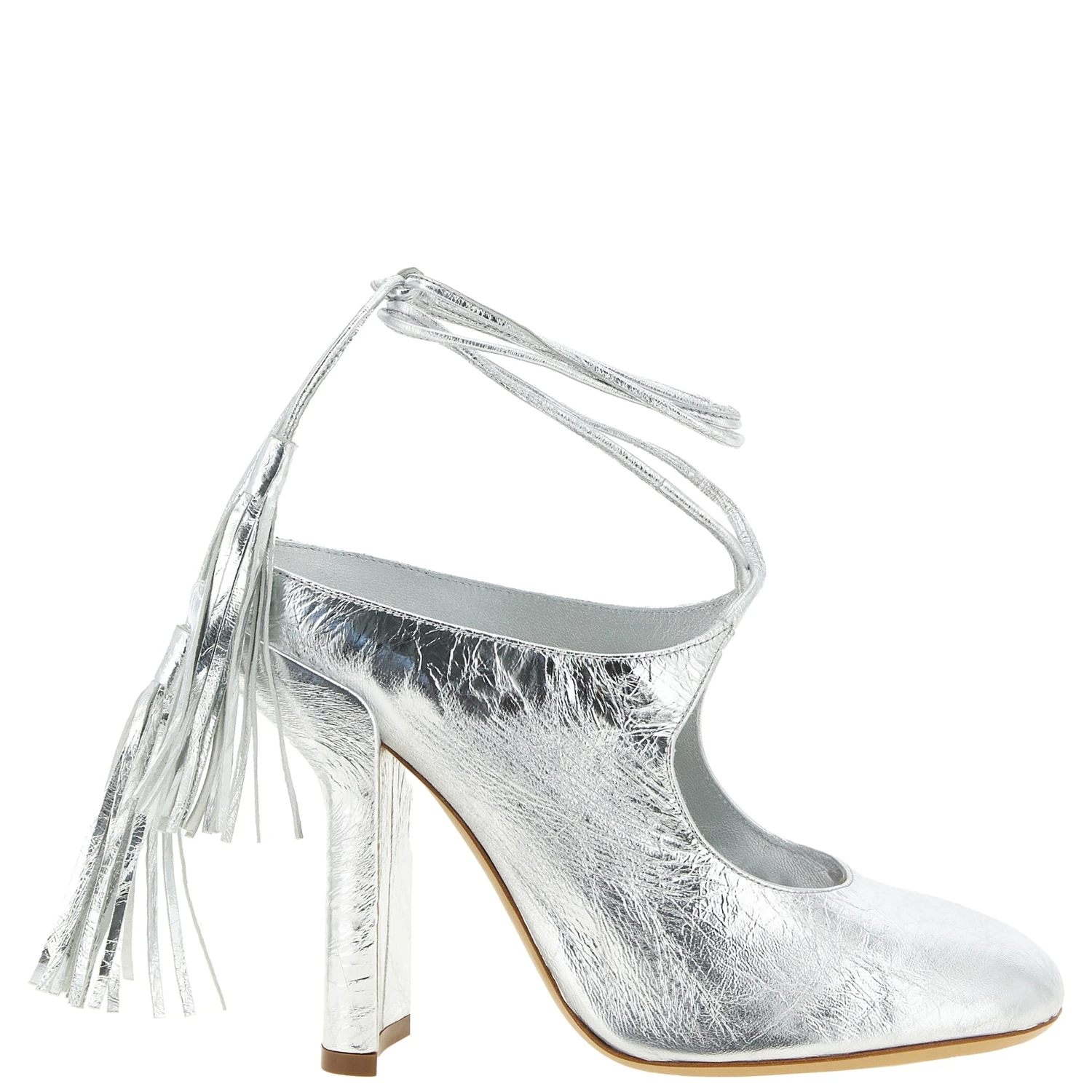 Silver Lamb Leather High Heel Pumps