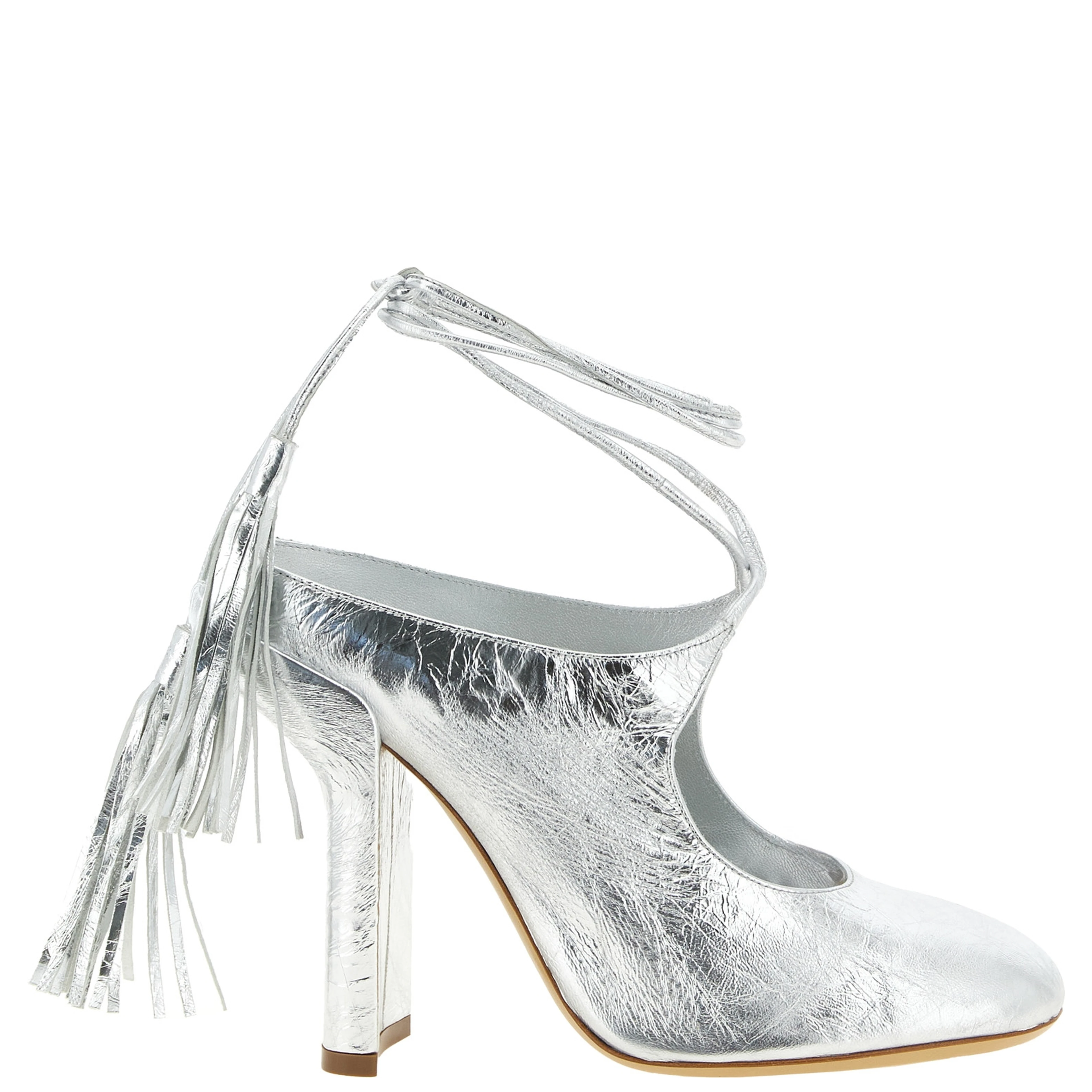 Silver Lamb Leather High Heel Pumps