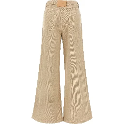 Beige Cotton Flared Pants