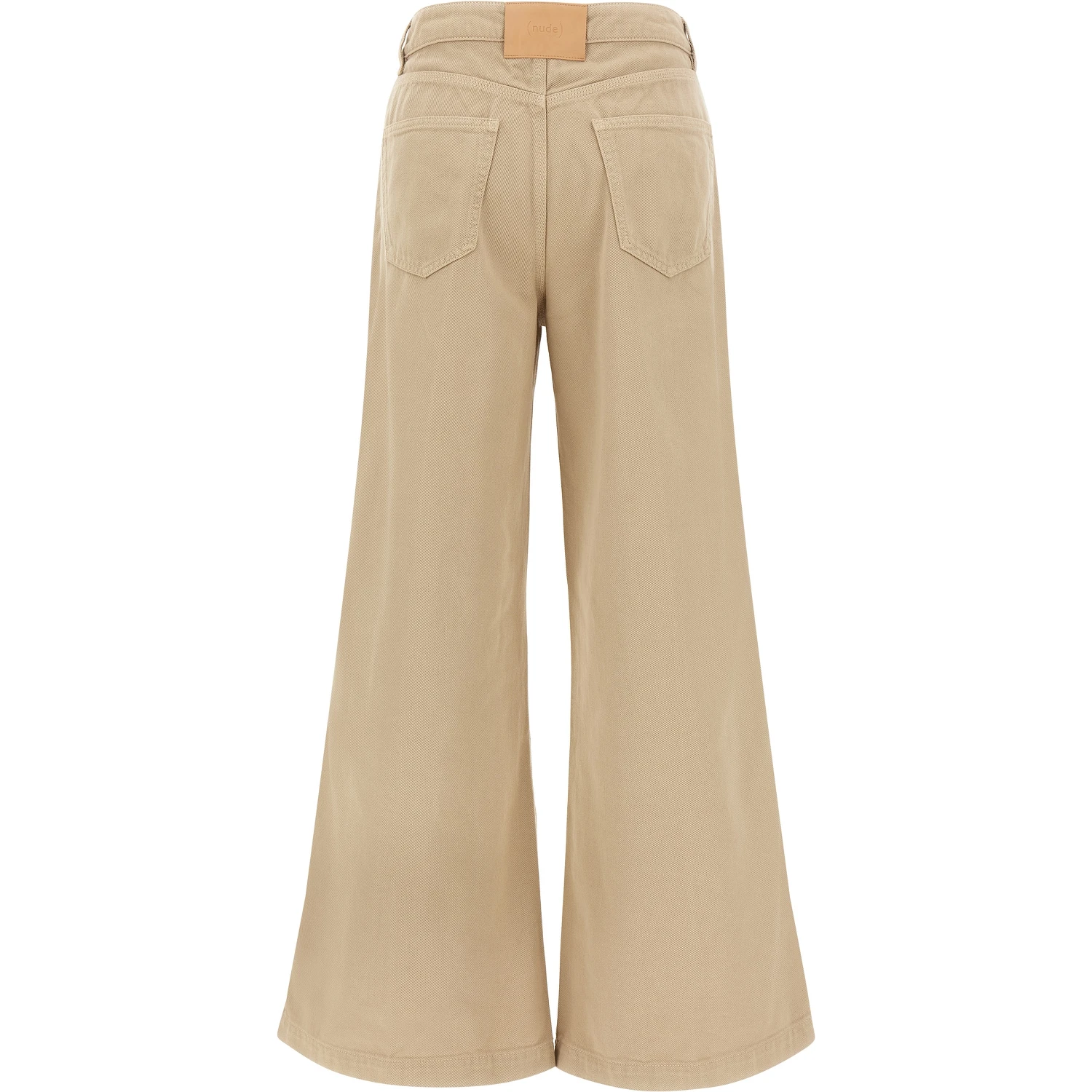 Beige Cotton Flared Pants