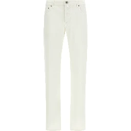 White Cotton Straight-Leg Jeans