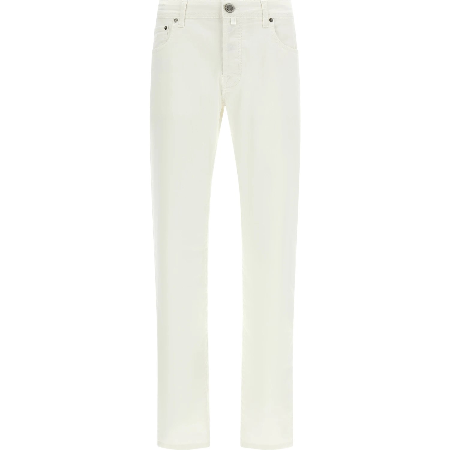 White Cotton Straight-Leg Jeans