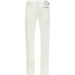 White Cotton Straight-Leg Jeans