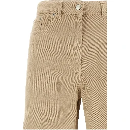Beige Cotton Flared Pants