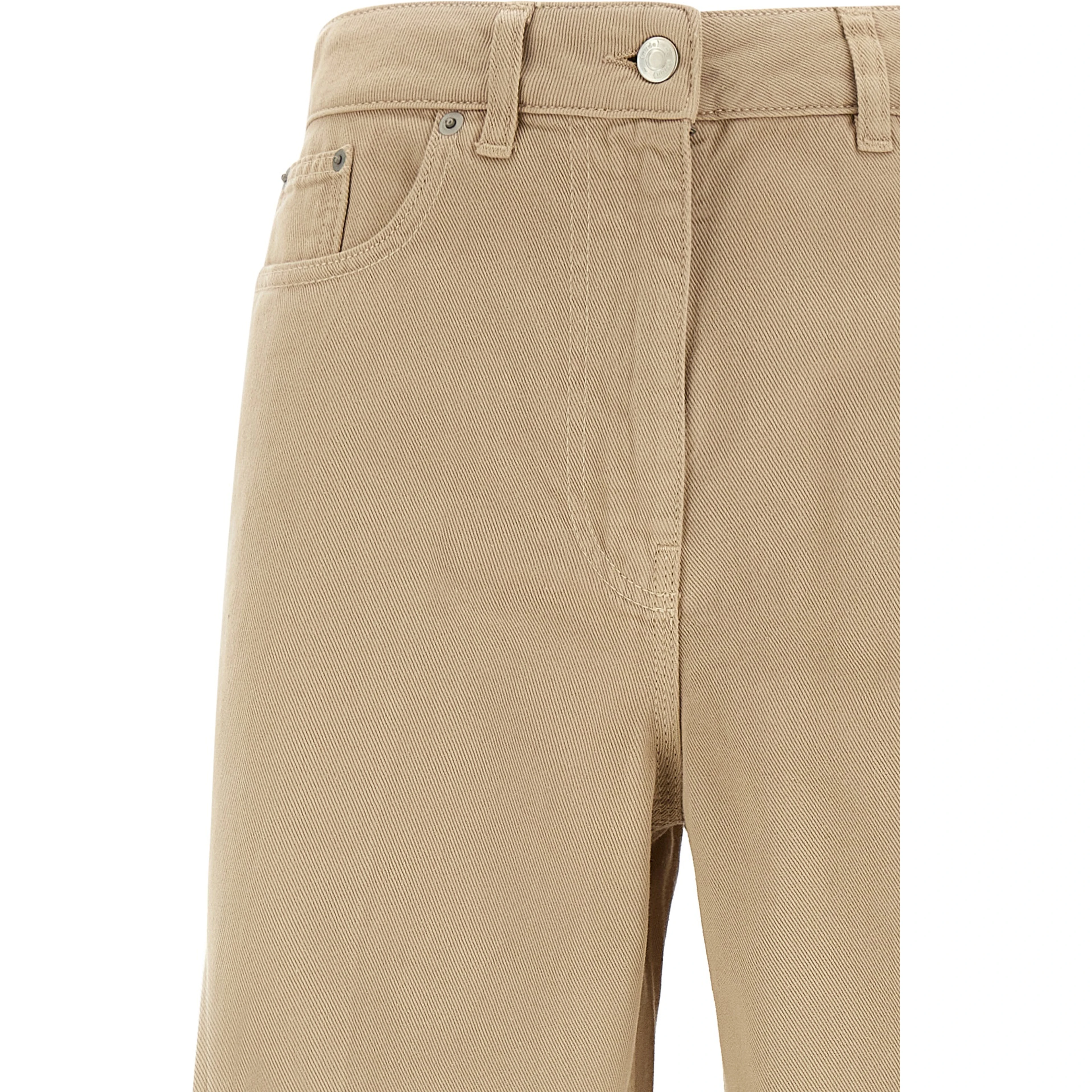 Beige Cotton Flared Pants