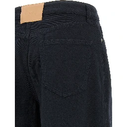 Blue Cotton Flared Pants