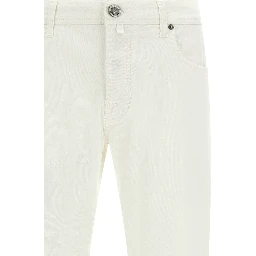 White Cotton Straight-Leg Jeans