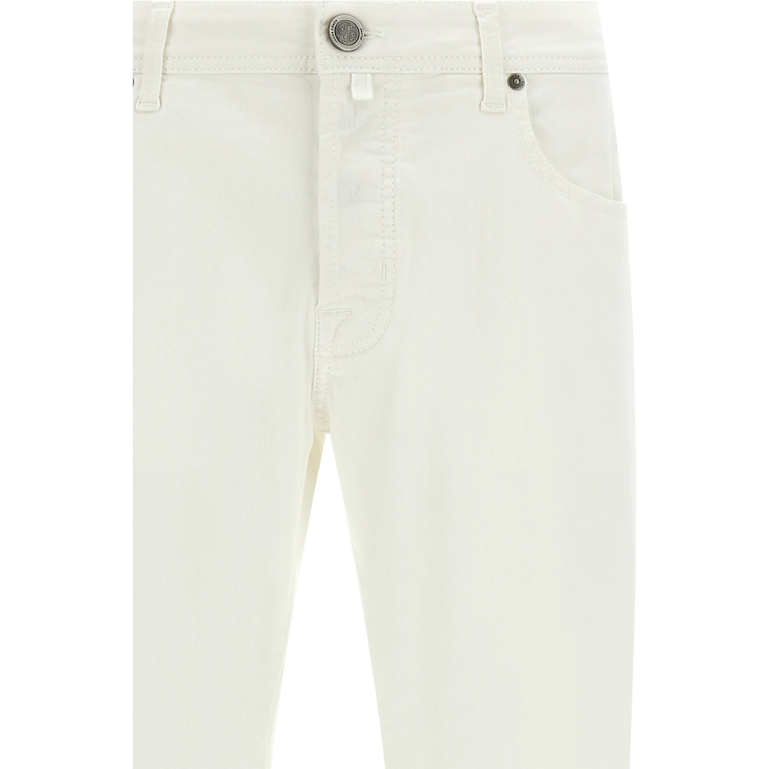 White Cotton Straight-Leg Jeans