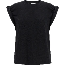 Black Cotton Sleeveles T-Shirt