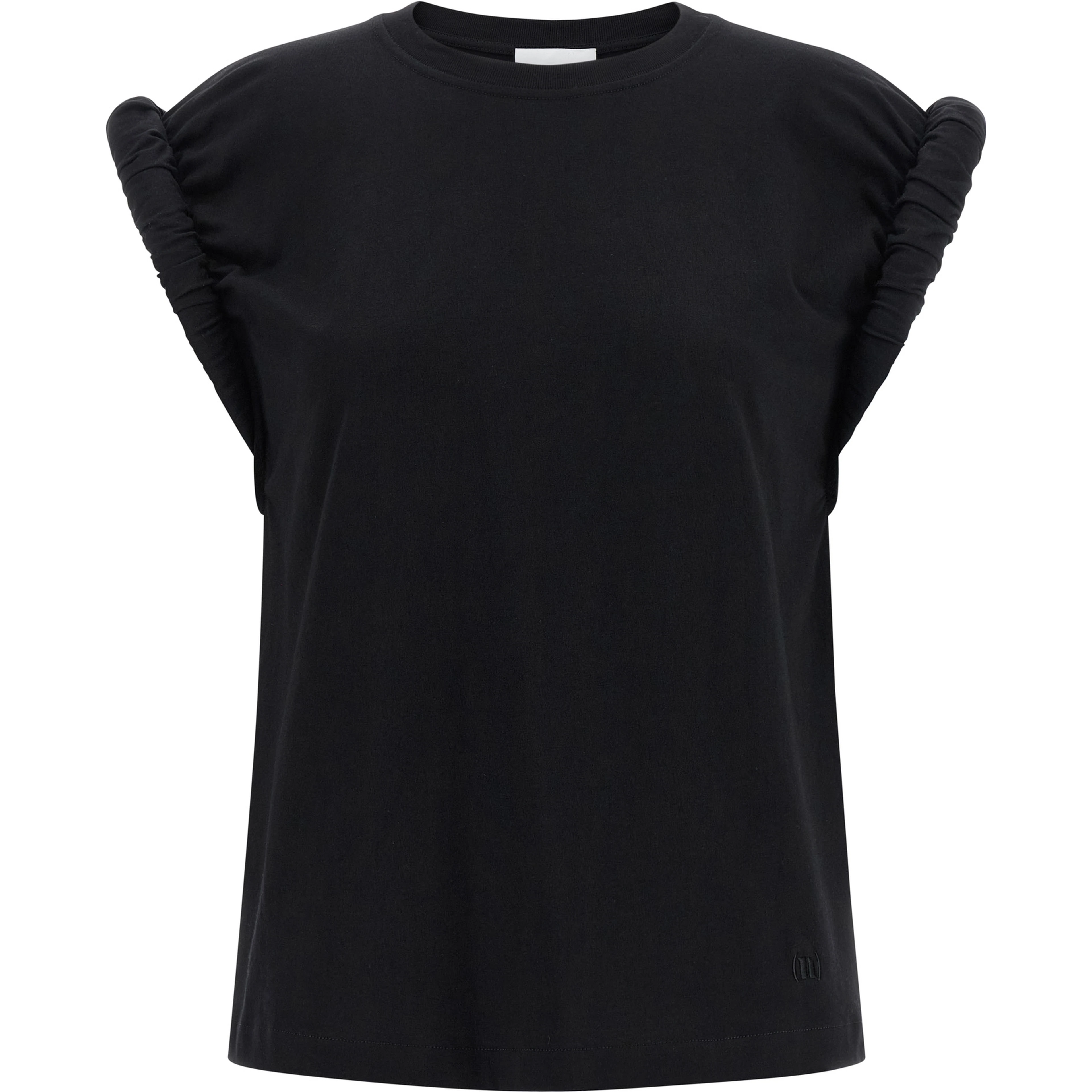 Black Cotton Sleeveles T-Shirt