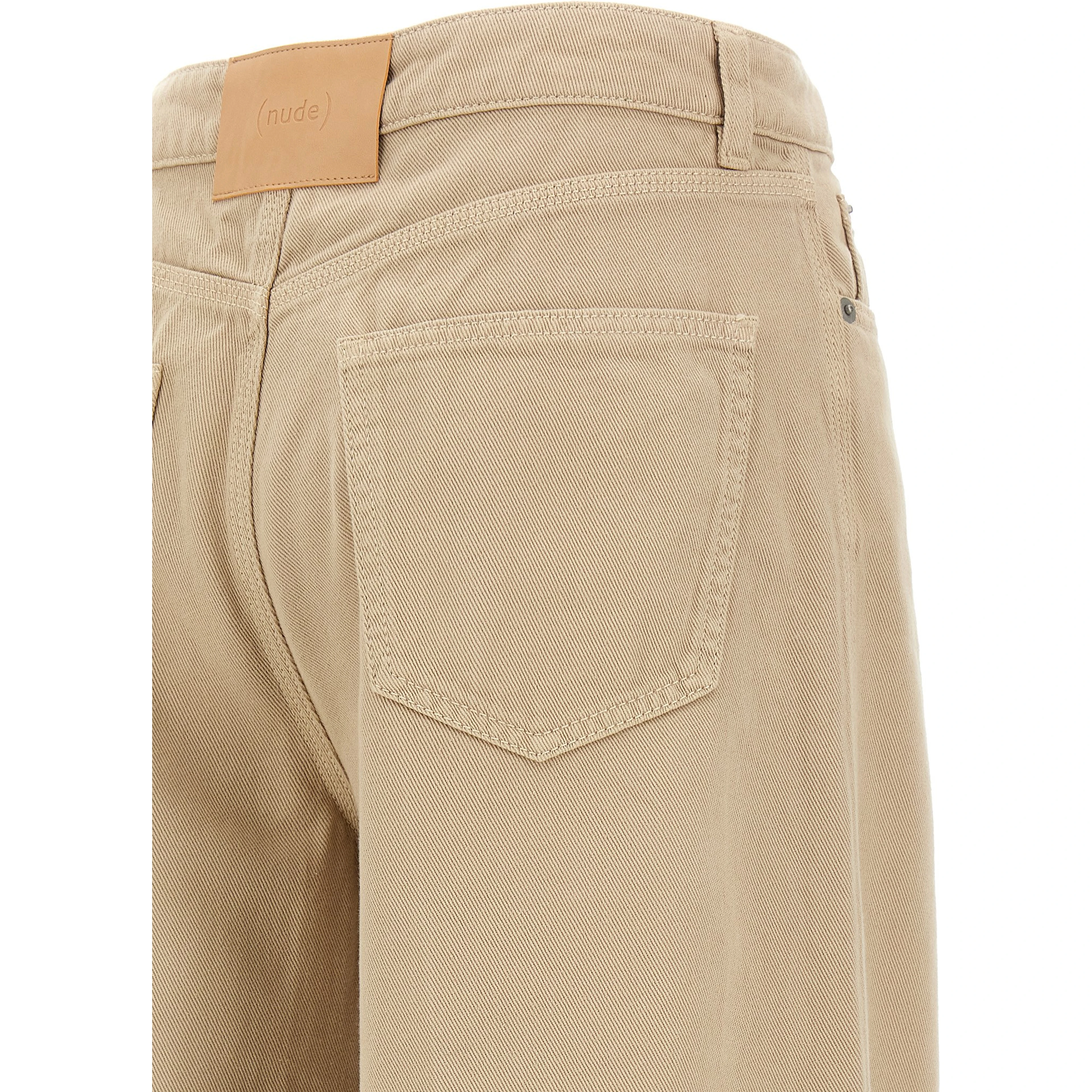 Beige Cotton Flared Pants