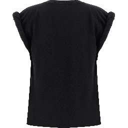 Black Cotton Sleeveles T-Shirt