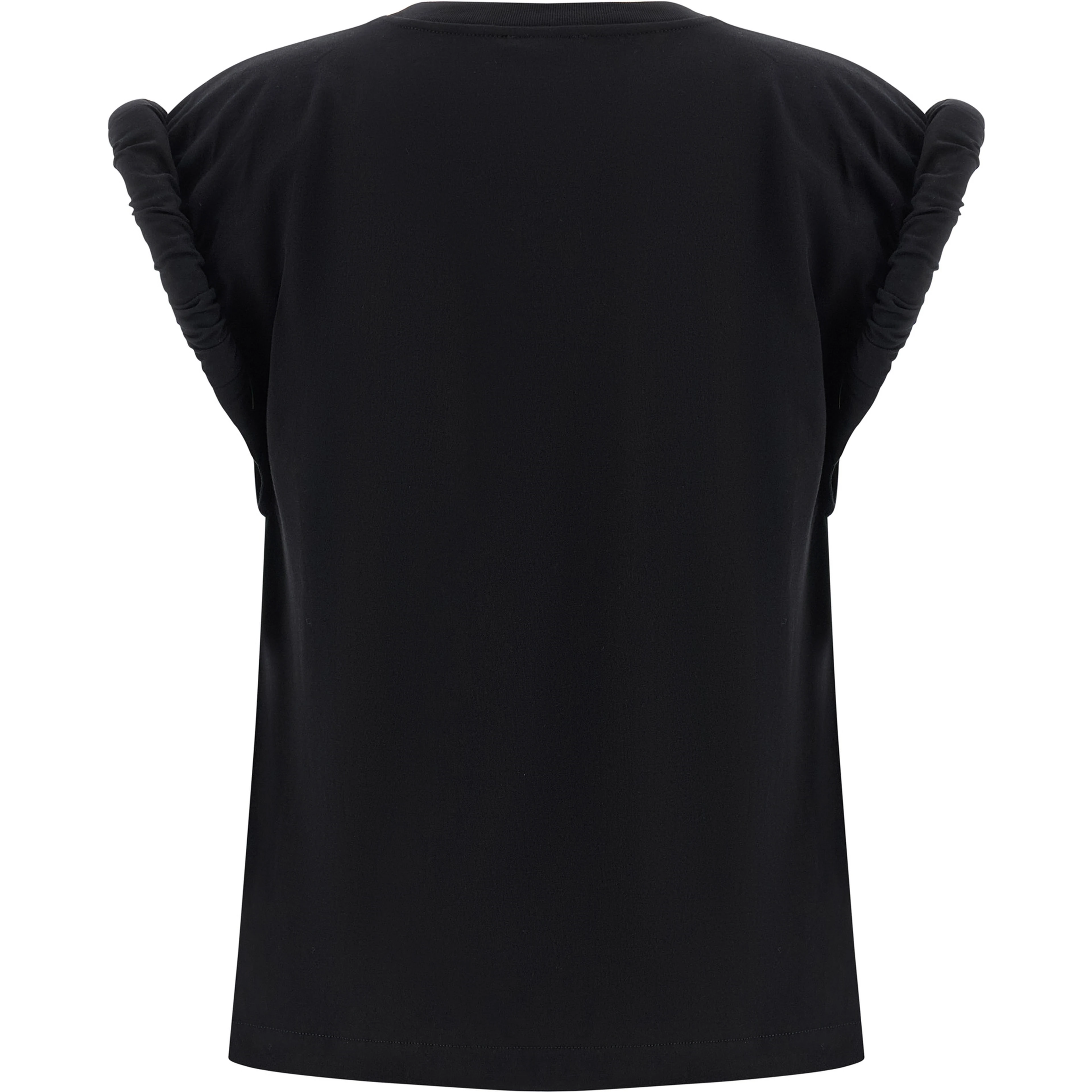 Black Cotton Sleeveles T-Shirt