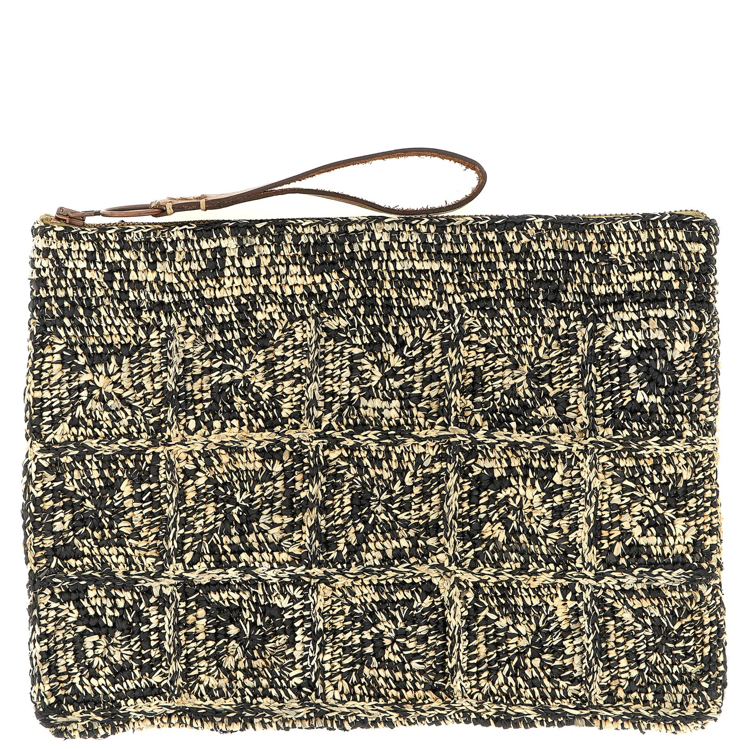 Bicolor Raffia Clutch Bag