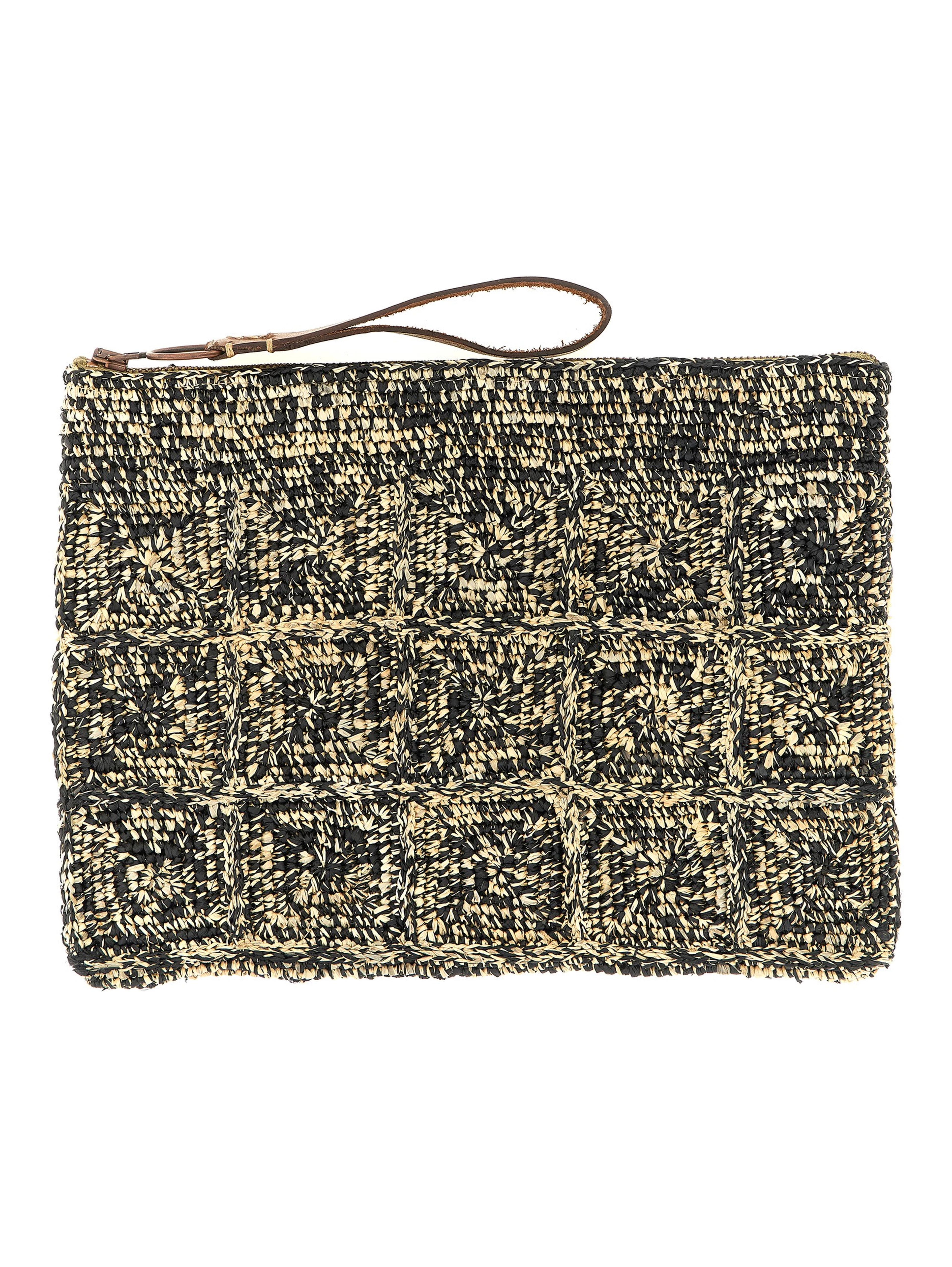 Bicolor Raffia Clutch Bag