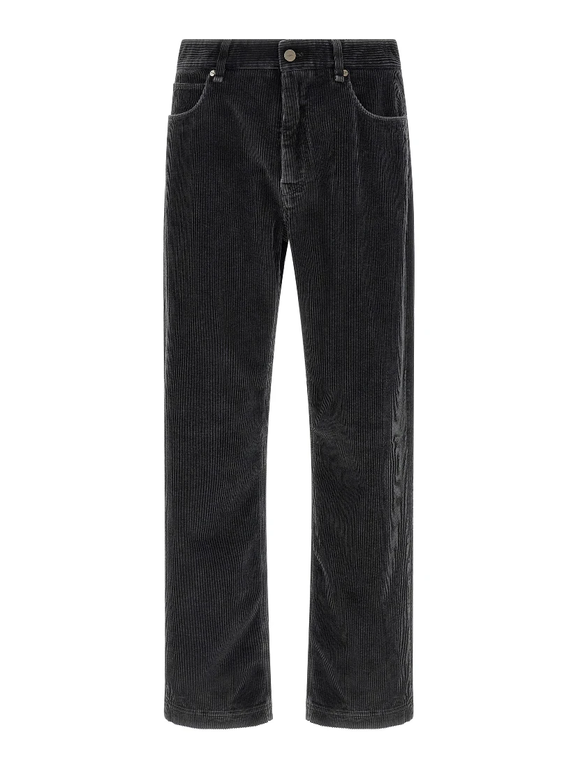 Gray Cotton Casual Pants