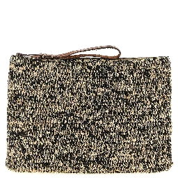 Bicolor Raffia Clutch Bag