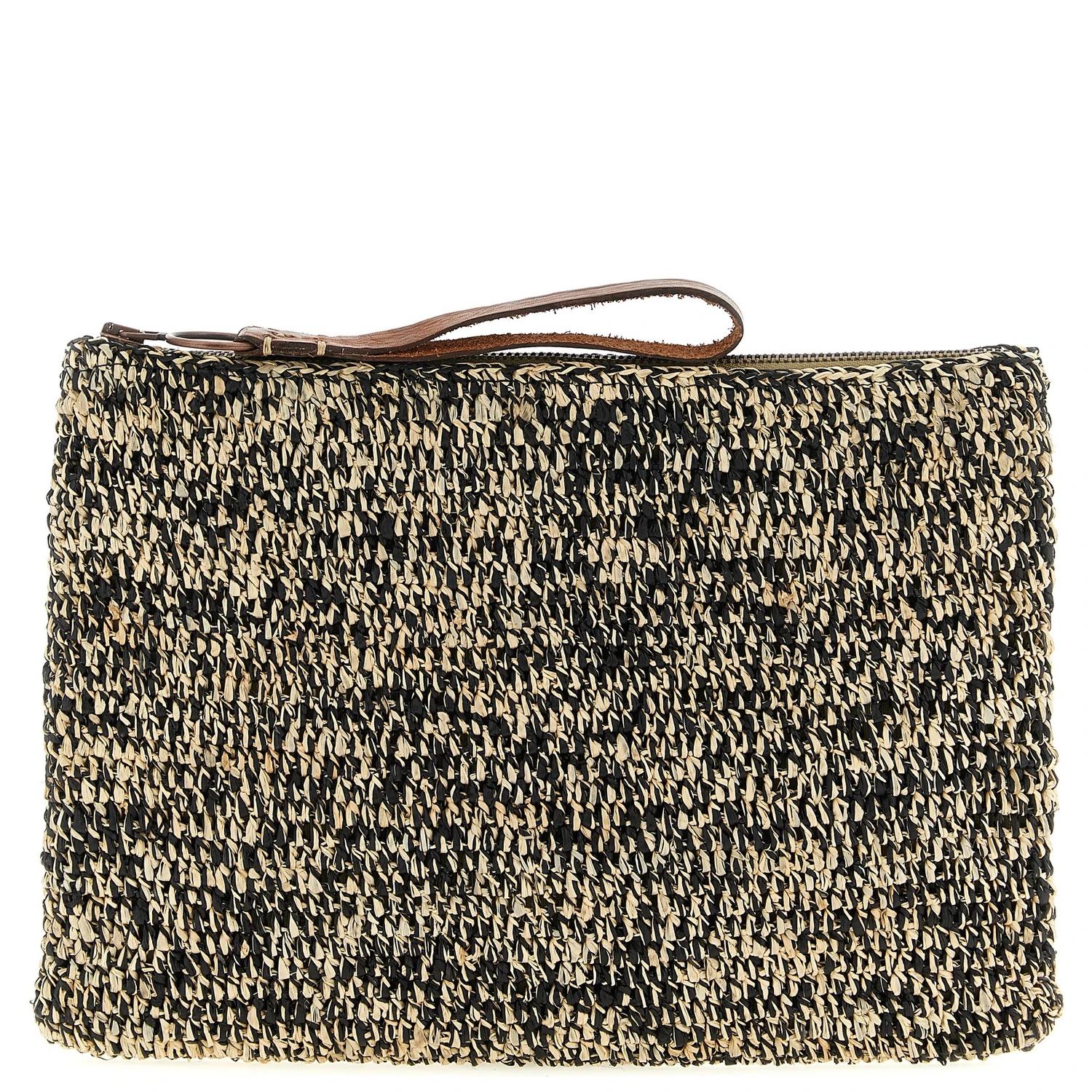 Bicolor Raffia Clutch Bag