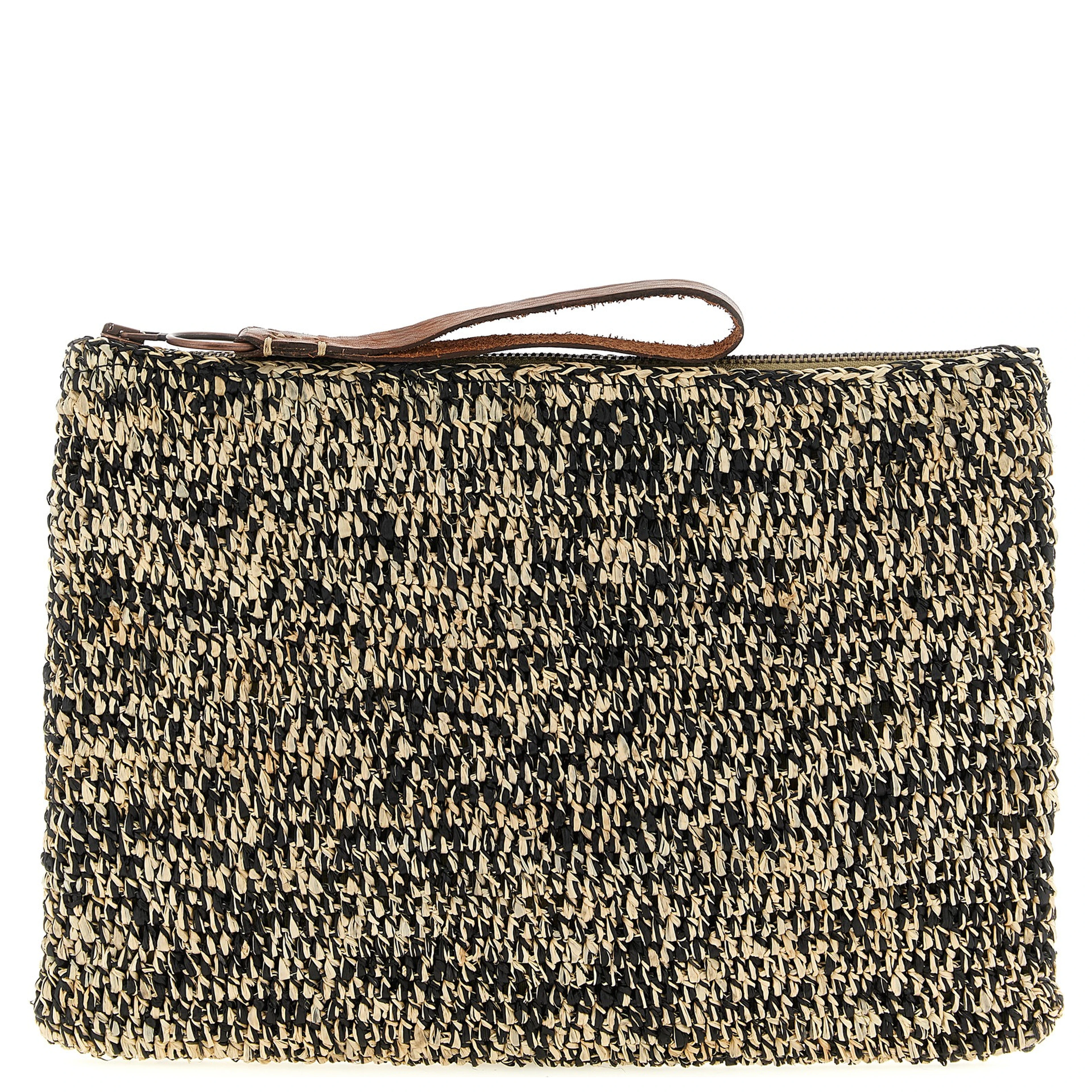 Bicolor Raffia Clutch Bag