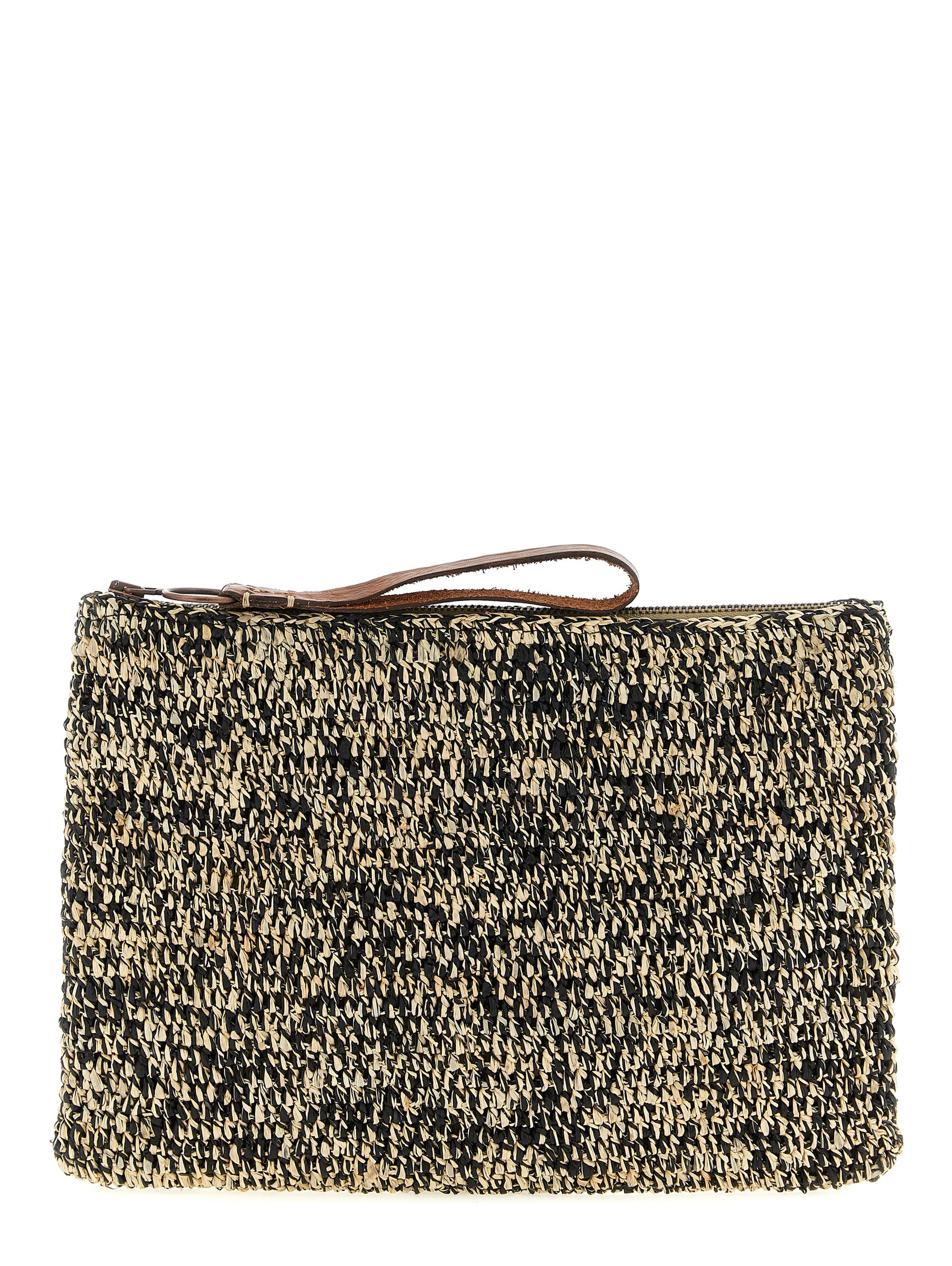 Bicolor Raffia Clutch Bag