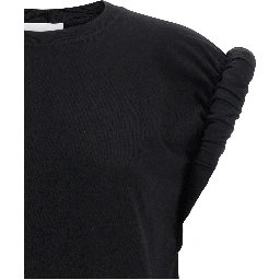 Black Cotton Sleeveles T-Shirt