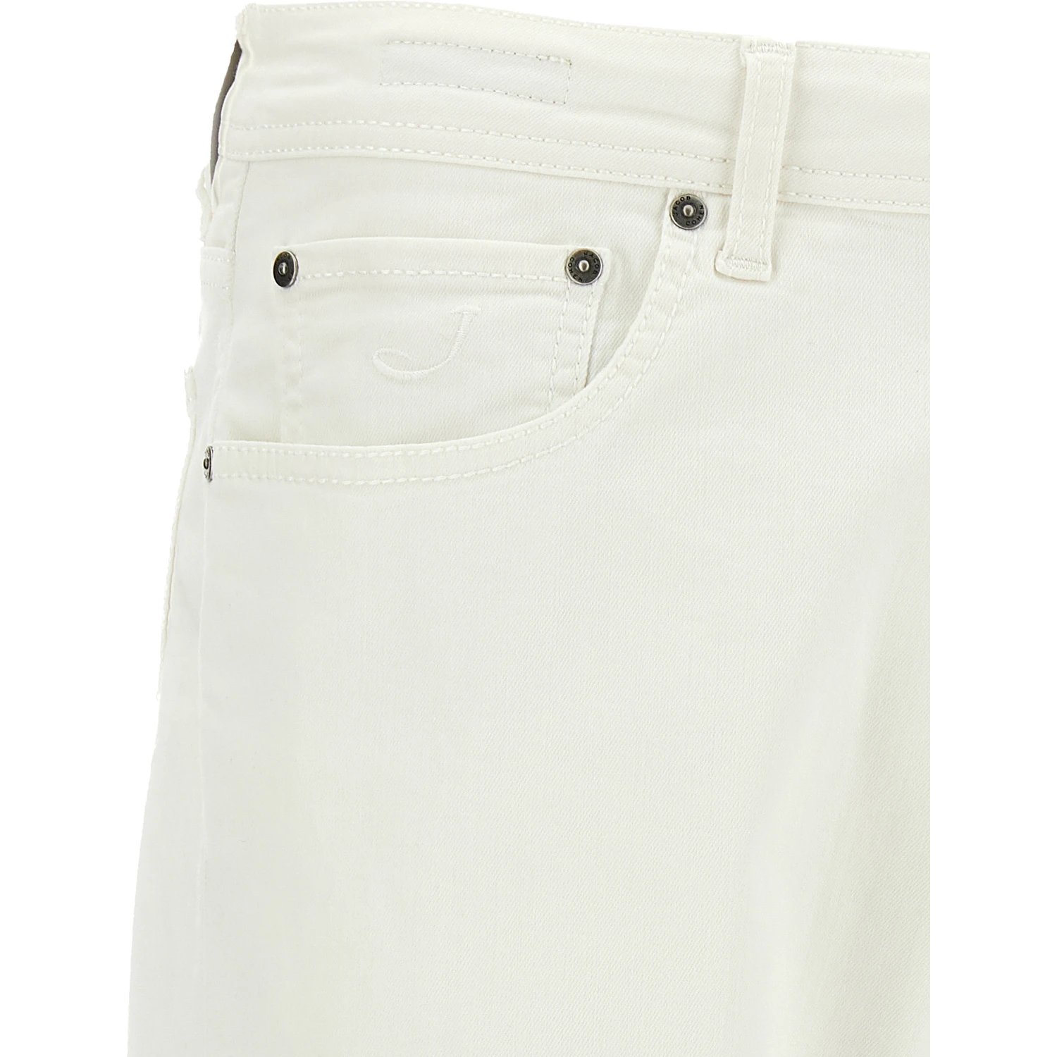 White Cotton Straight-Leg Jeans
