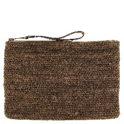 Brown Raffia Clutch Bag