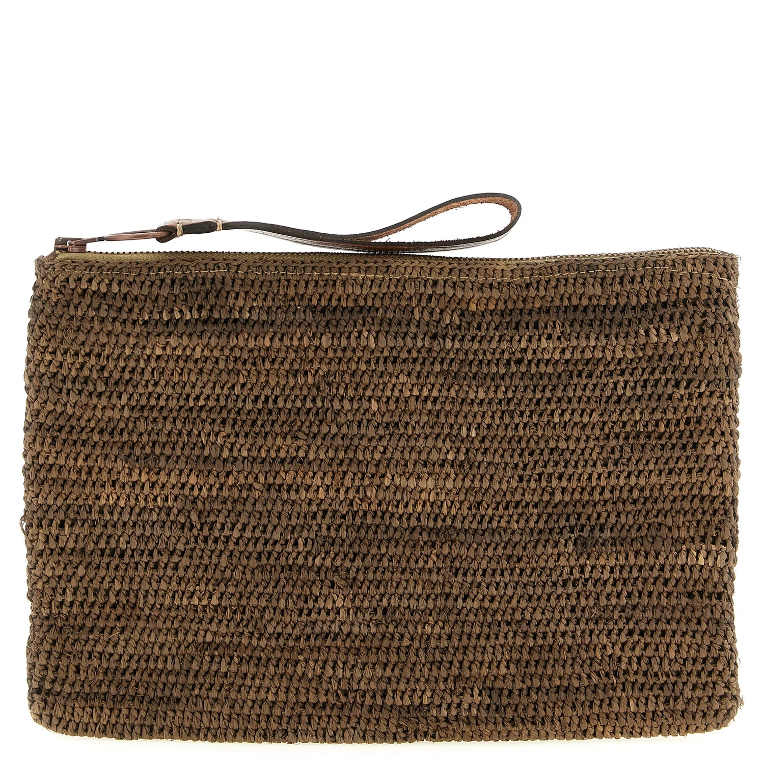 Brown Raffia Clutch Bag