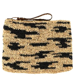 Multicolor Raffia Clutch Bag