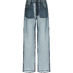 Blue Silk Casual Pants