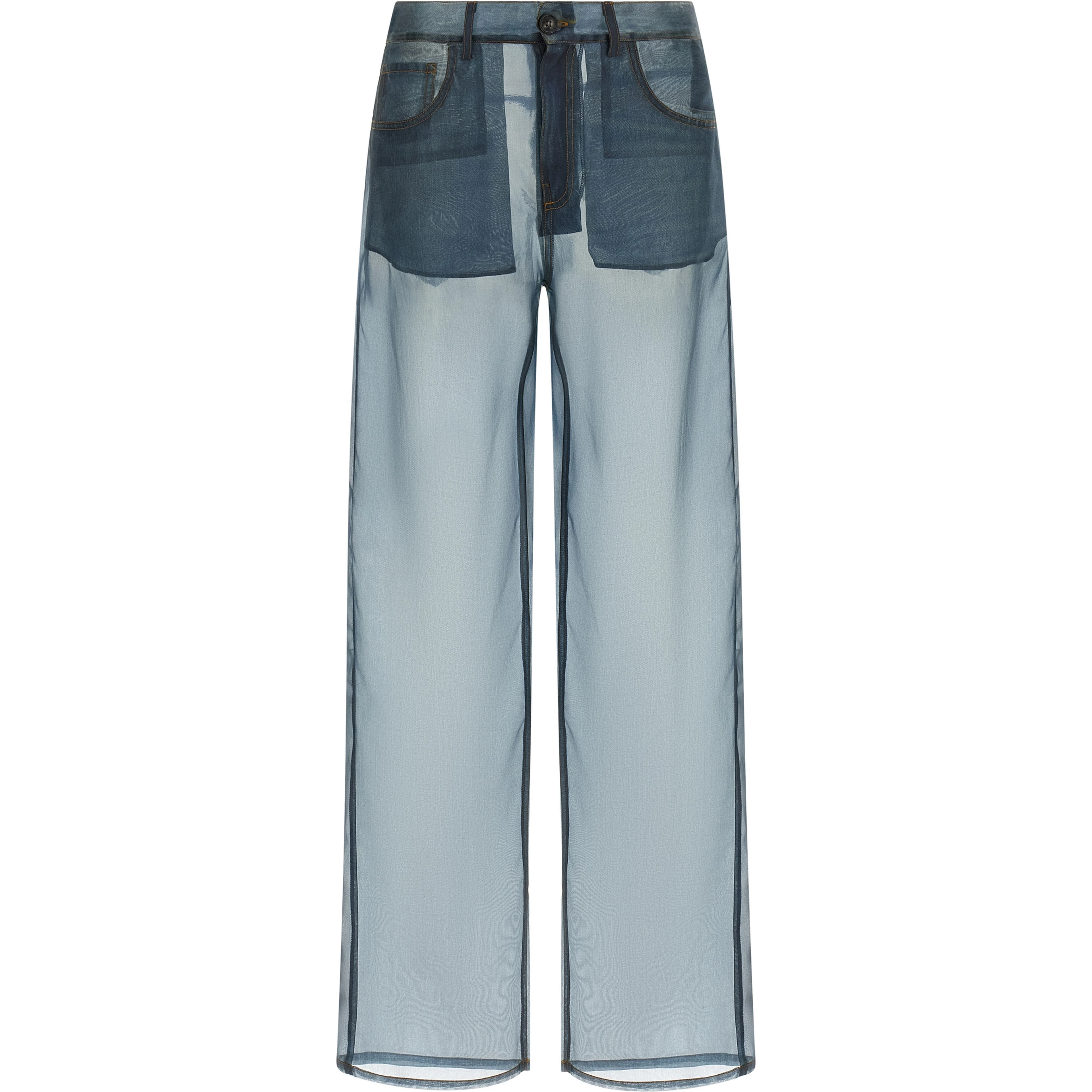 Blue Silk Casual Pants