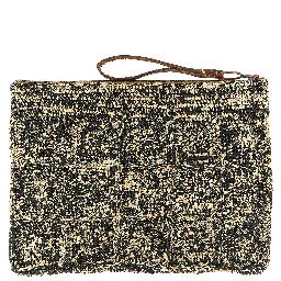 Bicolor Raffia Clutch Bag
