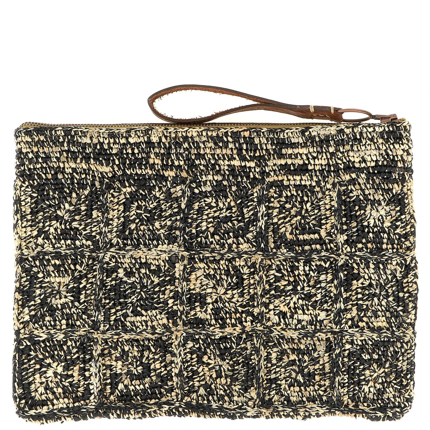 Bicolor Raffia Clutch Bag